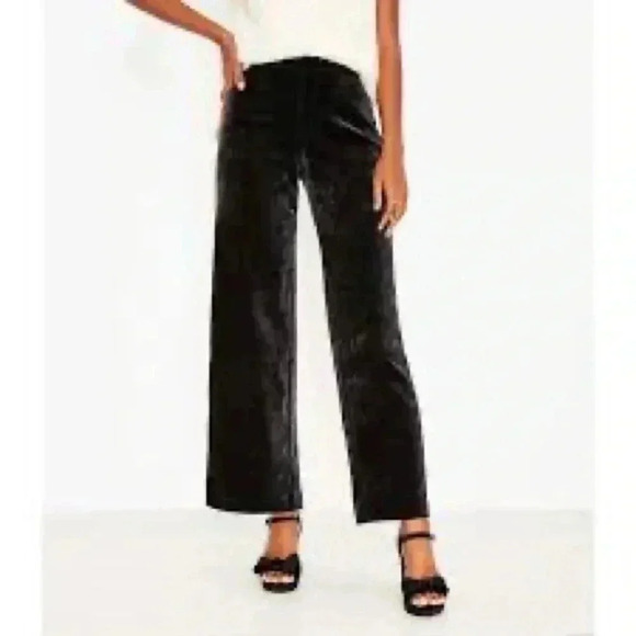 NWT Loft Black Ribbed Velour Pants - Picture 2 of 6